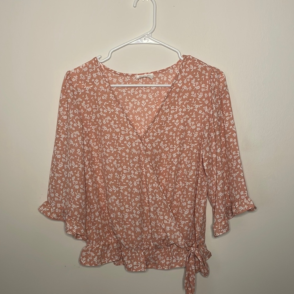 3/4 Sleeve Floral Print Women’s Blouse